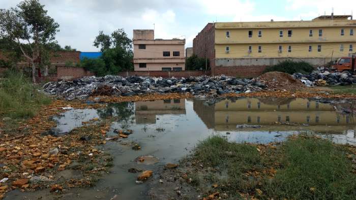 Dying ponds: industrial waste polluting a water body in a Gurgaon village