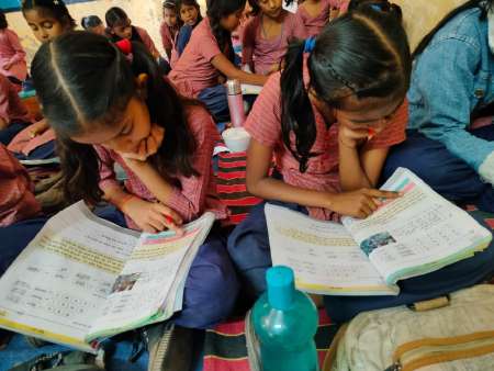 Students of Class 3 in the government Model  Sanskriti Girls Primary school, Village Mullahera, Gurgaon